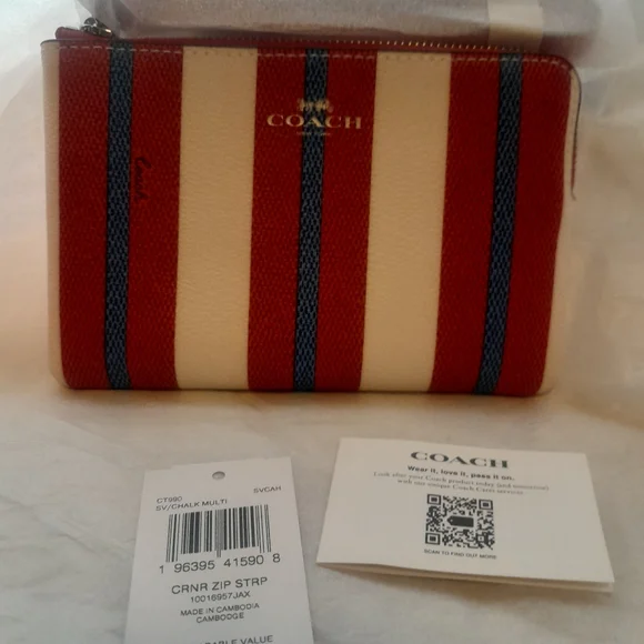 New Coach Wristlet In Stripe Print Multi Color With Tags - Picture 7 of 7